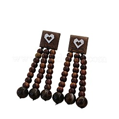 Wood & Imitation Pearl Stud Earrings&nbsp;WGDF199-01