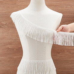 10 Yards Polyester Tassel Lace Ribbons&nbsp;OCOR-WH0045-23A-01