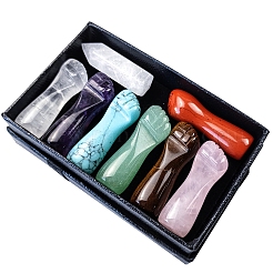 7Pcs Fist-Shaped Chakra Stones and 1Pc Crystal Hexagonal Column Kit&nbsp;PW-WG2218D-01