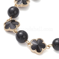 Glass & Natuarl Obsidian Slider Bracelets&nbsp;BJEW-JB12898-03