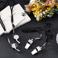 4Pcs 304 Stainless Steel Whistle Pendant Black Cord Necklaces&nbsp;NJEW-GF0001-25P
