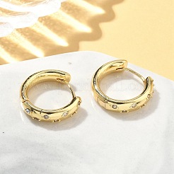Brass Micro Pave Clear Cubic Zirconia Hoop Earrings&nbsp;EJEW-A132-17G