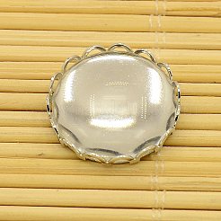 Brass Cabochon Settings and Flat Round Transparent Clear Glass Cabochons&nbsp;KK-X0003-P-RS