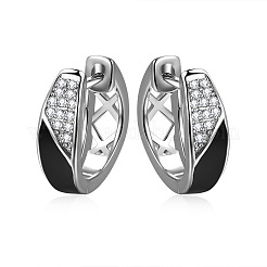 Brass Micro Pave Clear Cubic Zirconia Hollow Hoop Earrings&nbsp;FS-WG71BC0-01