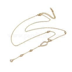 304 Stainless Steel Crystal Rhinestone Pendant Y Necklaces for Women&nbsp;NJEW-F375-01G-04