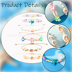 6Pcs 6 Style Adjustable Nylon Thread Braided Bead Bracelets&nbsp;BJEW-SC0001-48