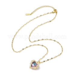 Brass Micro Pave Cubic Zirconia Pendant Necklaces&nbsp;NJEW-C039-05KCG-02