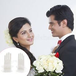 Polyester Lace Gloves for Bride&nbsp;AJEW-WH0609-862B