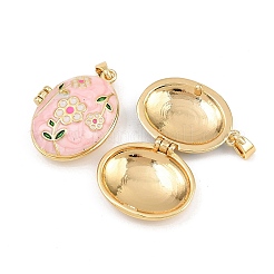Brass Enamel Locket Pendants&nbsp;KK-P335-02G