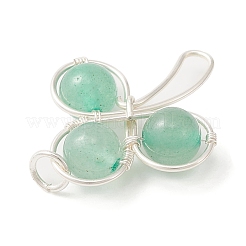 Natural Green Aventurine Beaded Shamrock Pendants&nbsp;PALLOY-TA00058-01