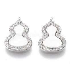 Brass Micro Pave Clear Cubic Zirconia Charms&nbsp;KK-S355-007P-NF