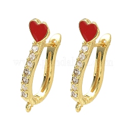 Brass Micro Pave Clear Cubic Zirconia Hoop Earring Findings&nbsp;EJEW-C185-01G