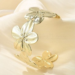 Flower Brass Cuff Open Bangles&nbsp;BJEW-M060-05G
