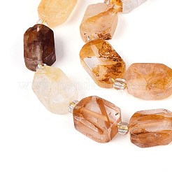 Natural Yellow Hematoid Quartz/Golden Healer Quartz Beads Strands&nbsp;G-T138-26A-03