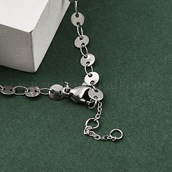 Anti-Tarnish 304 Stainless Steel Flat Sequin Chain Necklaces for Women&nbsp;NJEW-K255-28P