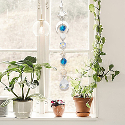 3Pcs Glass Round & Octagonal Beads Hanging Suncatchers&nbsp;HJEW-CN0001-40