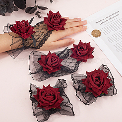 2 Pairs 2 Styles Rose Velvet Lace Gloves&nbsp;AJEW-GF0010-63