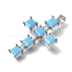 Brass Micro Pave Light Sky Blue Cubic Zirconia Pendants&nbsp;CU-CBAEEA8-20P