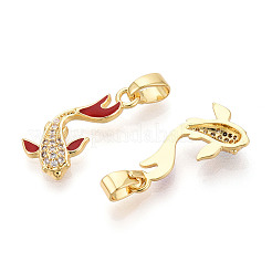 Brass Micro Pave Cubic Zirconia and Enamel Pendants&nbsp;KK-T074-67G-01