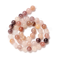 Natural Violet Strawberry Quartz Smooth Round Beads Strands&nbsp;G-O029-06B