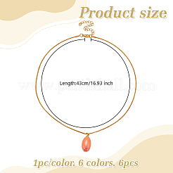 6Pcs 6 Colors Plastic Oval Pendant Necklaces&nbsp;NJEW-HY0001-11
