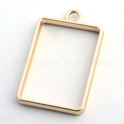 Matte Style Rack Plating Alloy Rectangle Open Back Bezel Pendants&nbsp;PALLOY-S047-28C-FF