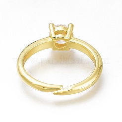 Brass Micro Pave Clear Cubic Zirconia Solitaire Rings&nbsp;LS-RJEW-N031-13G