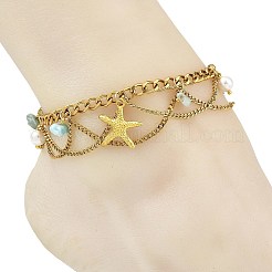 Summer Beach Alloy Sea Animal Charm Anklets&nbsp;AJEW-AN00885