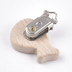 Beech Wood Baby Pacifier Holder Clips&nbsp;WOOD-T015-07