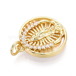 Brass Micro Pave Clear Cubic Zirconia Pendants&nbsp;KK-N268-73G