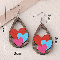 Valentine's Day Wood Dangle Earrings&nbsp;FS-WG2DDA3-04
