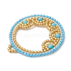 Natural Magnesite & Glass Seed Beaded Pendants&nbsp;PALLOY-MZ01268-01