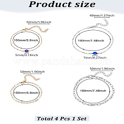2Pcs 2 Style Brass Paperclip Chains & 304 Stainless Steel Satellite Chains Bracelets Set&nbsp;BJEW-LP0001-27