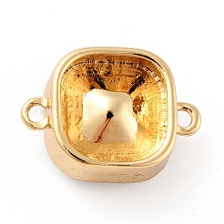Square Brass Cubic Zirconia Connector Charms&nbsp;KK-G419-03G-01