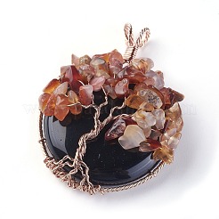 Natural Obsidian & Carnelian Big Pendants&nbsp;G-G771-B02