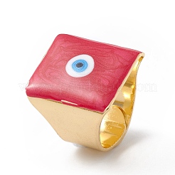 Square Enamel with Evil Eye Wide Band Finger Rings&nbsp;RJEW-A014-02G-05