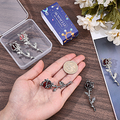6Pcs 3 Colors Alloy Rose Flower Connector Charms&nbsp;FIND-SC0023-30