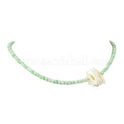 Natural Trochid Shell Chip and Round Natural Pearl Beaded Necklacess for Women&nbsp;NJEW-JN06222