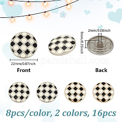 16Pcs 2 Colors Alloy Enamel Shank Buttons&nbsp;BUTT-NB0002-16