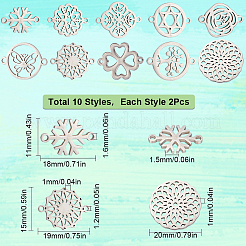 20Pcs 10 Styles Stainless Steel Connector Charms&nbsp;FIND-SC0004-70