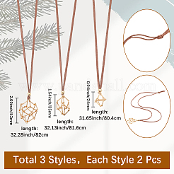 6Pcs 3 Styles Crystal Holder Cage Necklace&nbsp;MAK-SC0001-41G