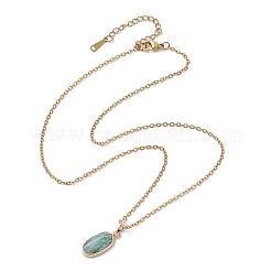Natural Amazonite Oval Pendant Necklace&nbsp;NJEW-JN04487-02