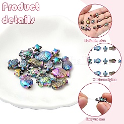 15Pcs 5 Styles Rack Plating Rainbow Color Alloy Beads&nbsp;FIND-YW0006-10