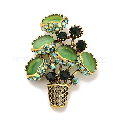 Plant Alloy Rhinestone Lapel Pins for Backpack Clothes&nbsp;JEWB-C052-03AG-01