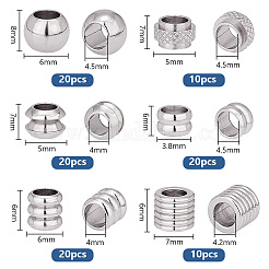 100Pcs 6 Style 201 Stainless Steel European Beads Sets&nbsp;STAS-PH0005-43