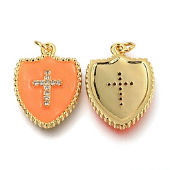 Brass Micro Pave Clear Cubic Zirconia Pendants&nbsp;ZIRC-B0004-03G