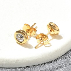 Ion Plating(IP) 304 Stainless Steel Flat Round Stud Earrings&nbsp;EJEW-C099-16A