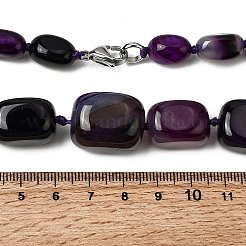 Dyed Natural Agate Cuboid Graduated Beaded Necklaces with Alloy Clasps&nbsp;NJEW-C113-01A