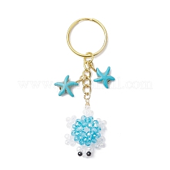 Glass and Synthetic Turquoise Turtle keychains&nbsp;KEYC-MZ00040-05