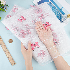 Butterfly Pattern Polyester with PET Embroidery Lace Fabric&nbsp;DIY-WH0419-45